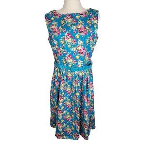 Lindy Bop Floral Print Dress Swing Retro-inspired Rockabilly Fit & Flare M